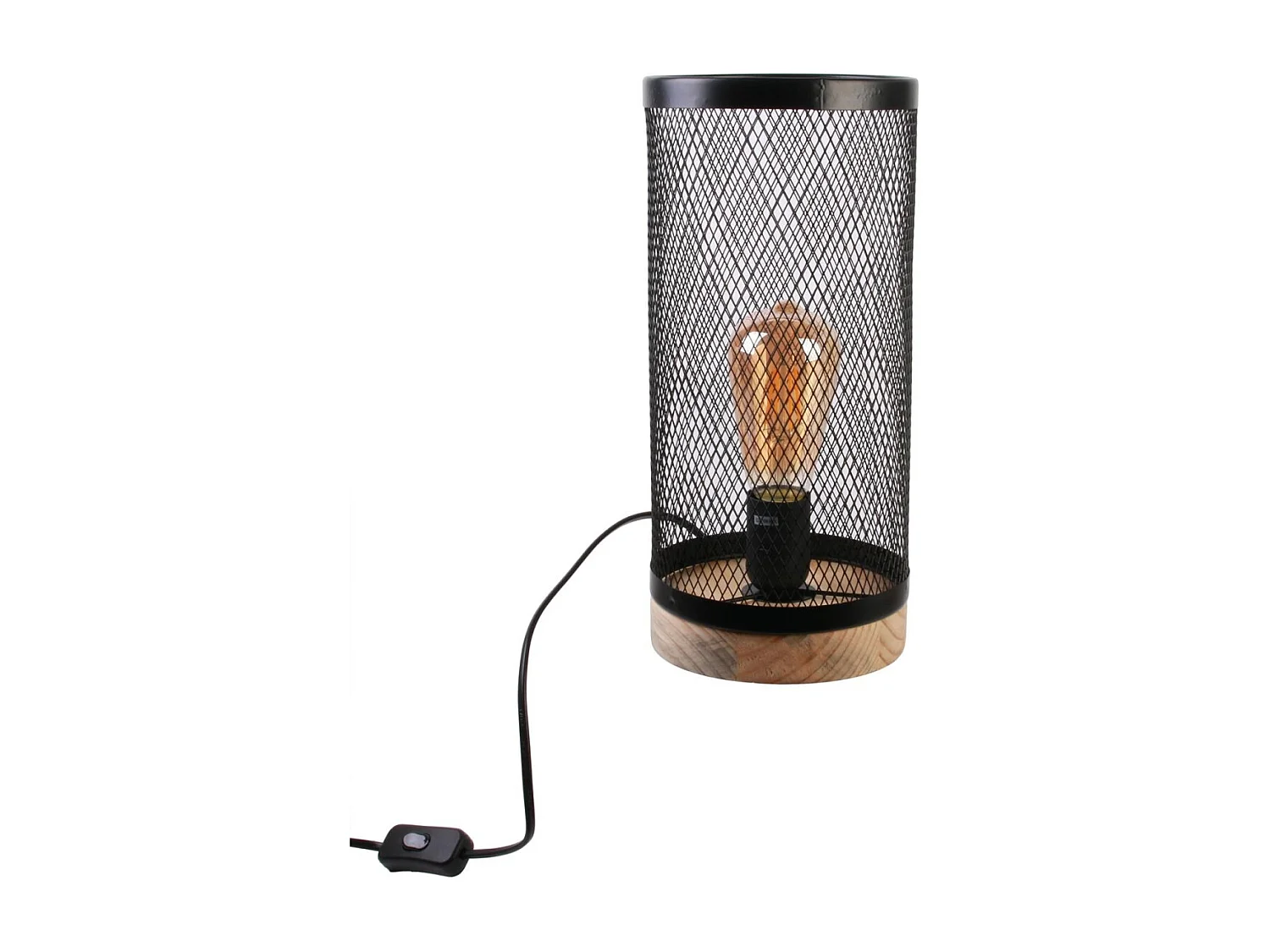 Lampe à Poser Cylindrique "Grille" 33cm Noir