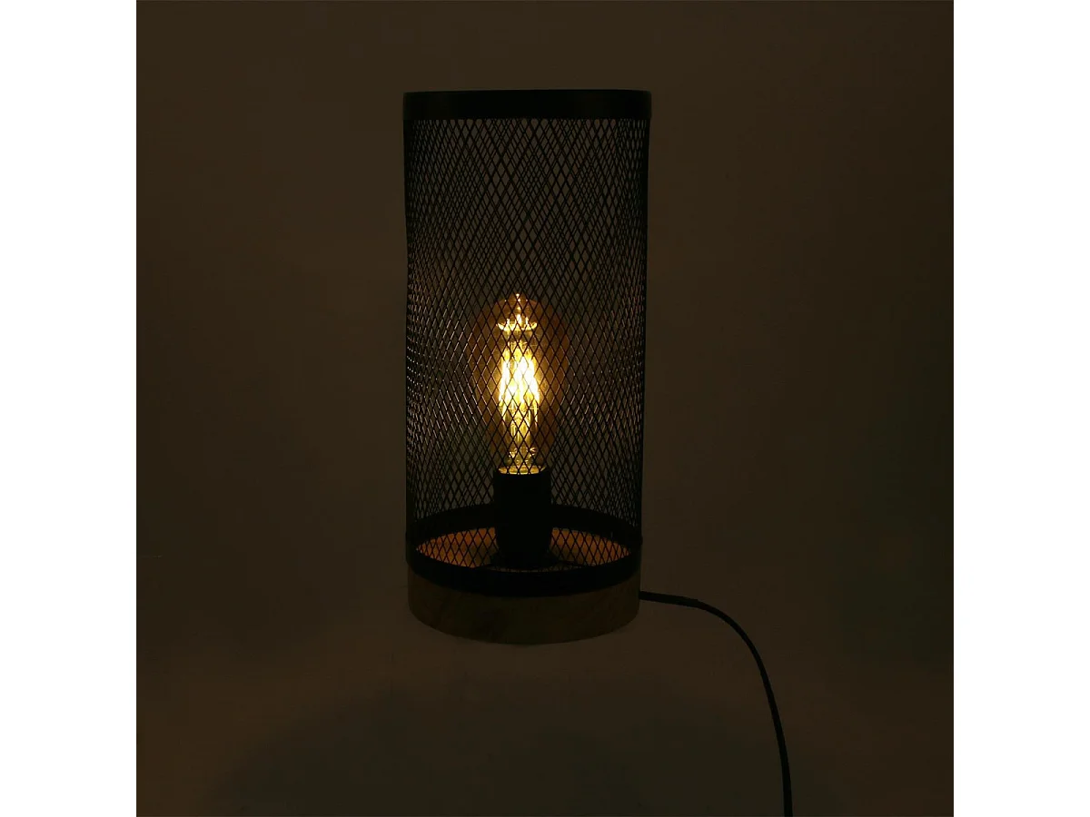 Lampe à Poser Cylindrique "Grille" 33cm Noir