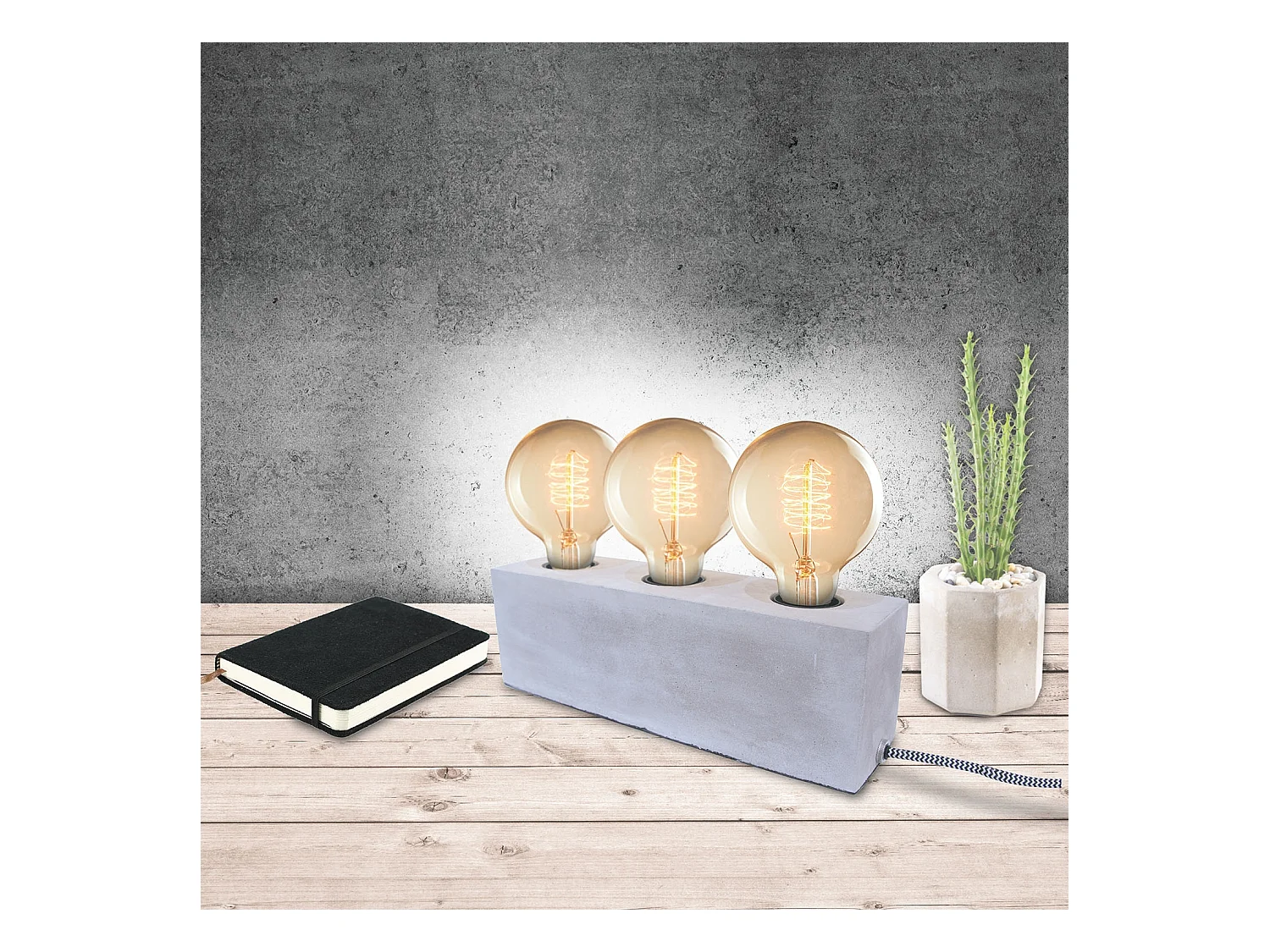 Lampe A Poser Beton 3 Ampoules Gris