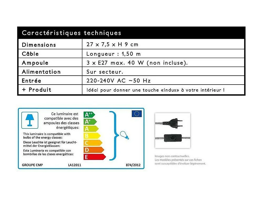 Lampe A Poser Beton 3 Ampoules Gris
