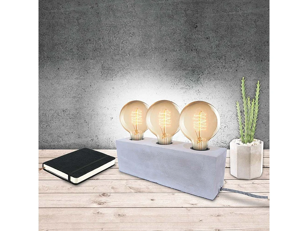Lampe A Poser Beton 3 Ampoules Gris