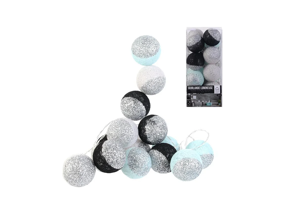 Guirlande Lumineuse à Led "16 Boules" 300cm Noir