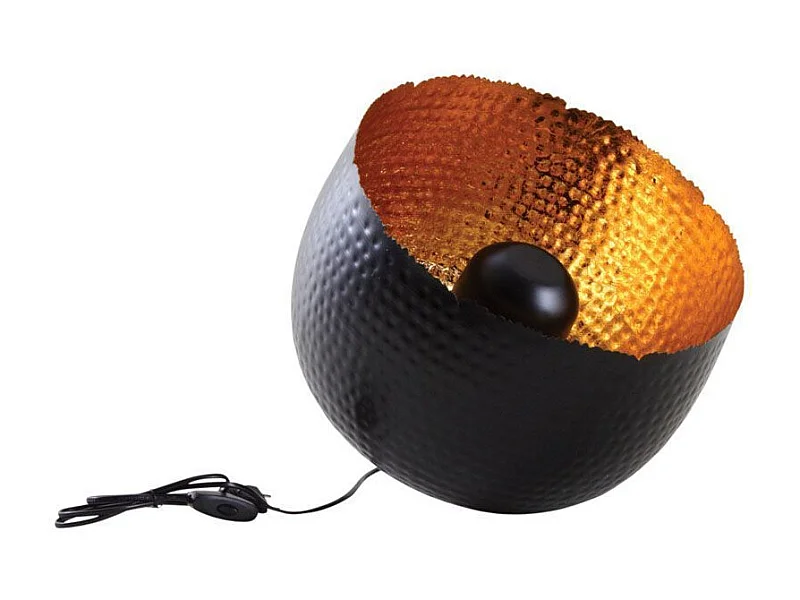 Lampe ronde à poser en métal noir avec intérieur doré Diamètre 36cm