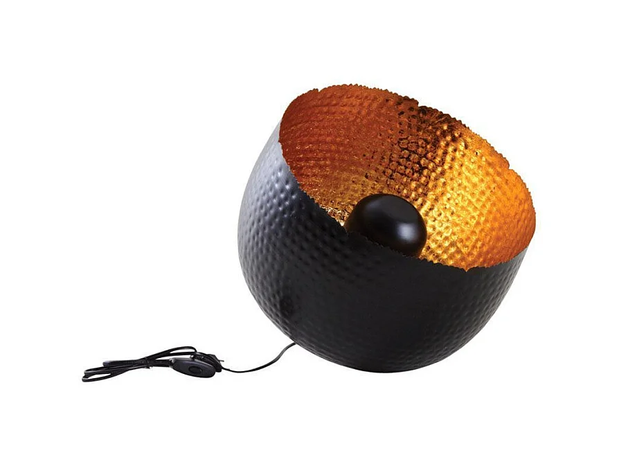 Lampe ronde à poser en métal noir avec intérieur doré Diamètre 36cm