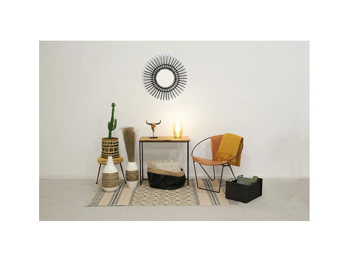 Lampe à poser en verre ambré et métal doré