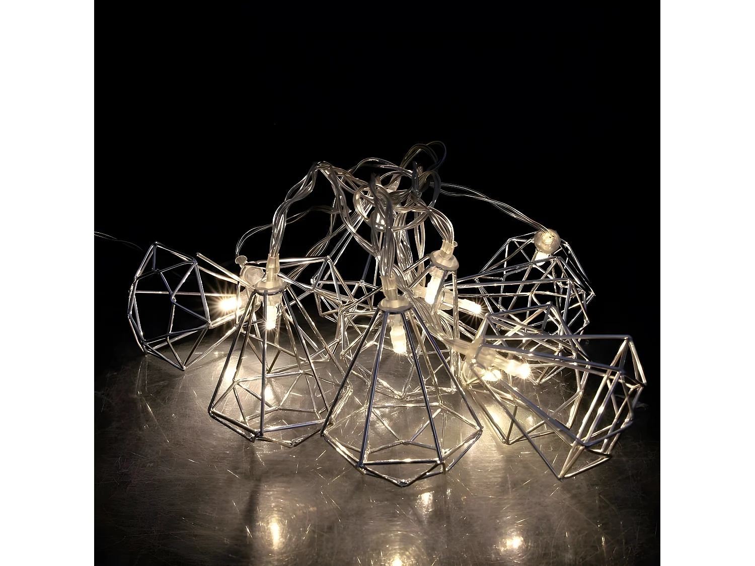 Guirlande Lumineuse Led "10 Diamants " 175cm Argent