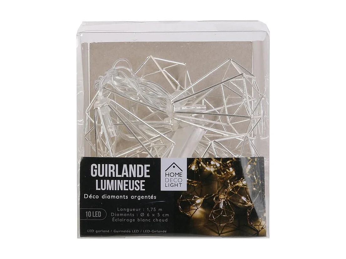Guirlande Lumineuse Led "10 Diamants " 175cm Argent