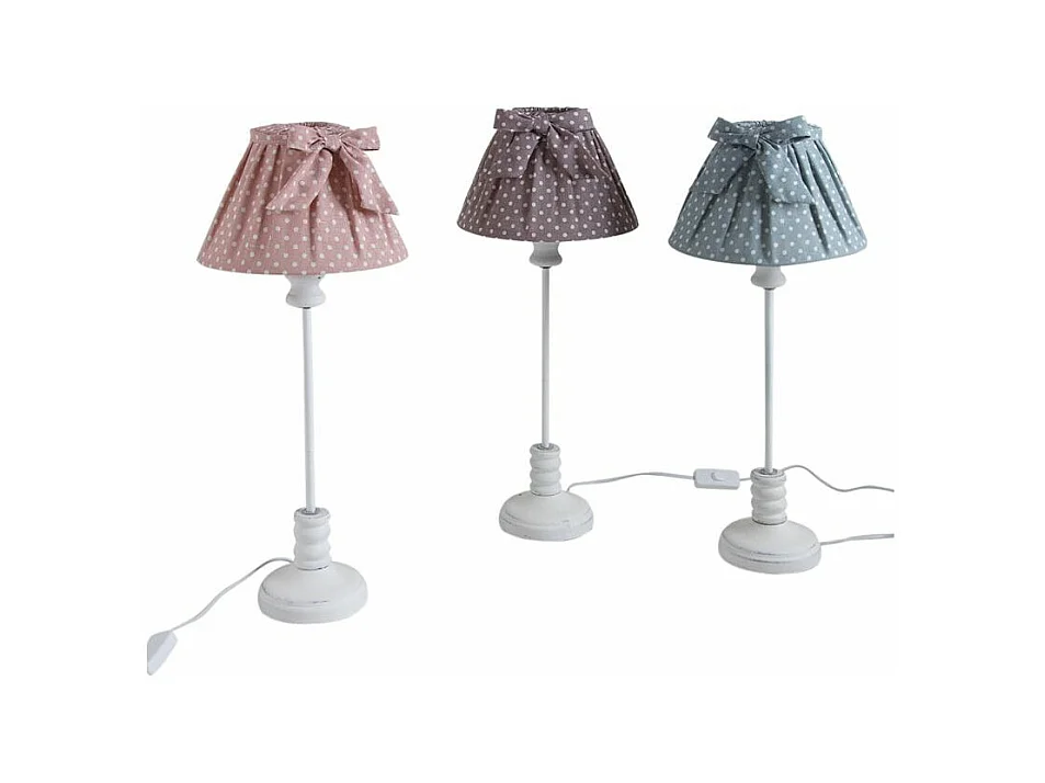 Lampe en bois et coton à pois