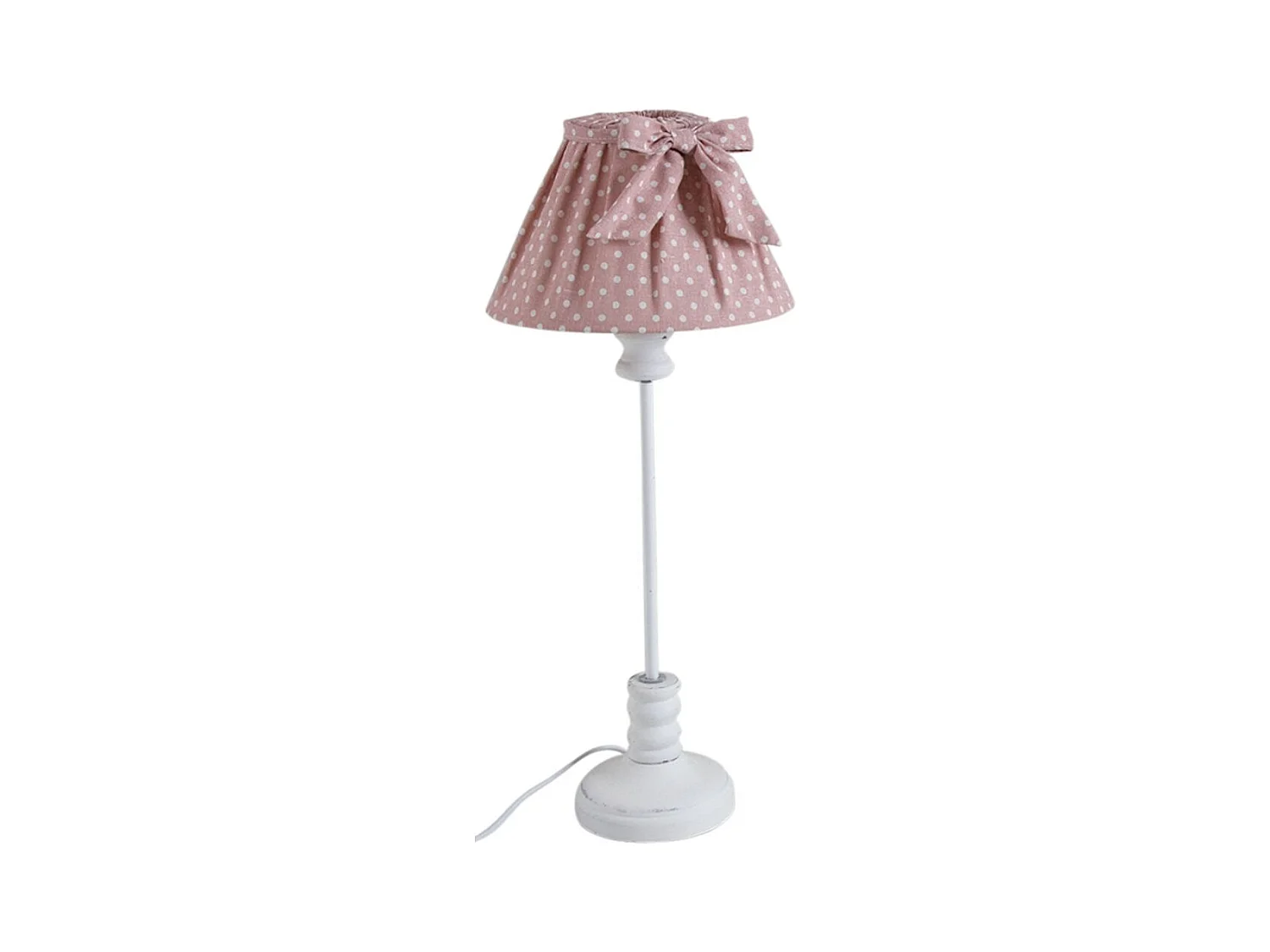 Lampe en bois et coton à pois