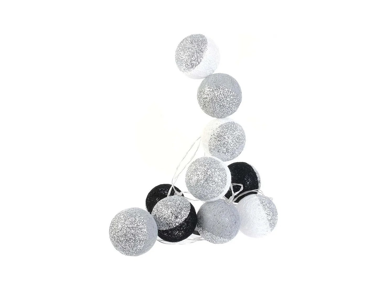 Guirlande Lumineuse à Led "10 Boules" 192cm Noir & Blanc