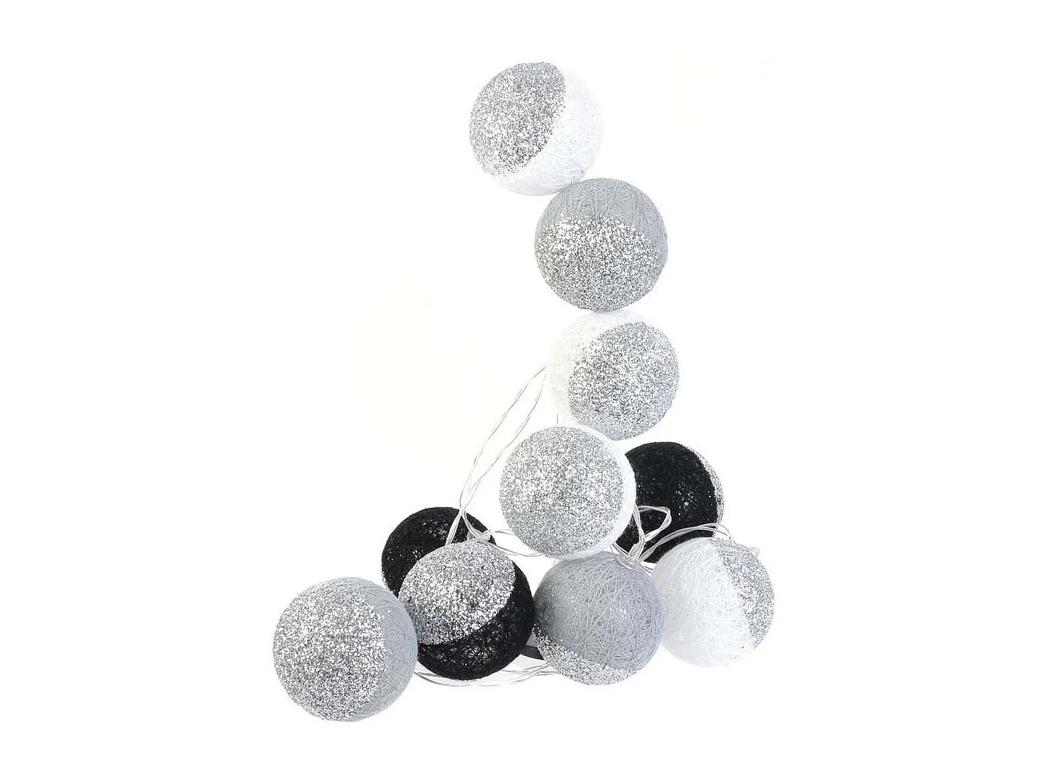 Guirlande Lumineuse à Led "10 Boules" 192cm Noir & Blanc