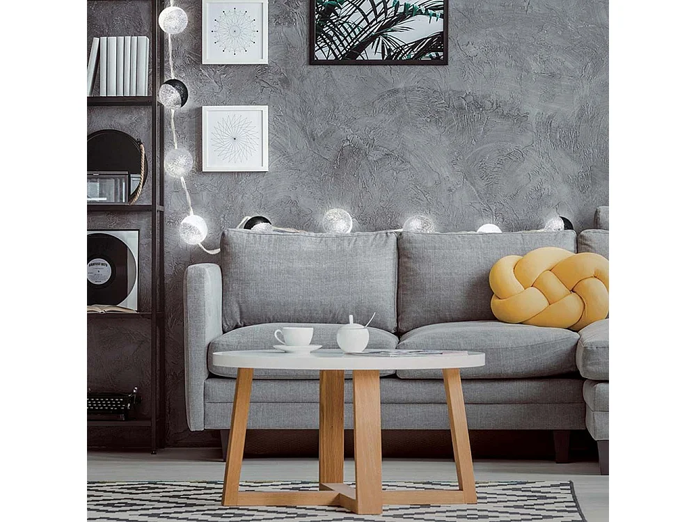 Guirlande Lumineuse à Led "10 Boules" 192cm Noir & Blanc