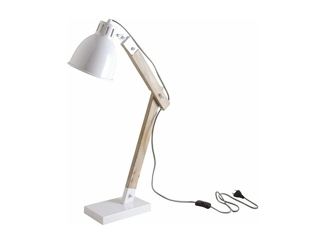 Schreibtischleuchte aus weißem Metall und Holz