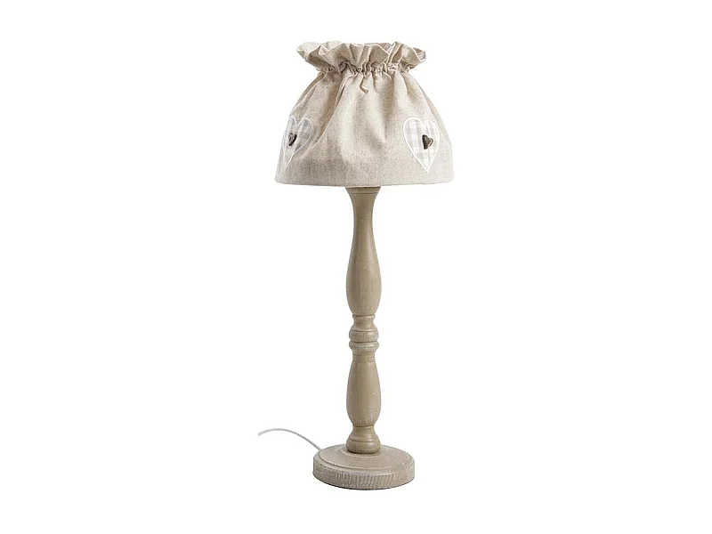 Lampe à poser en bois et coton écru