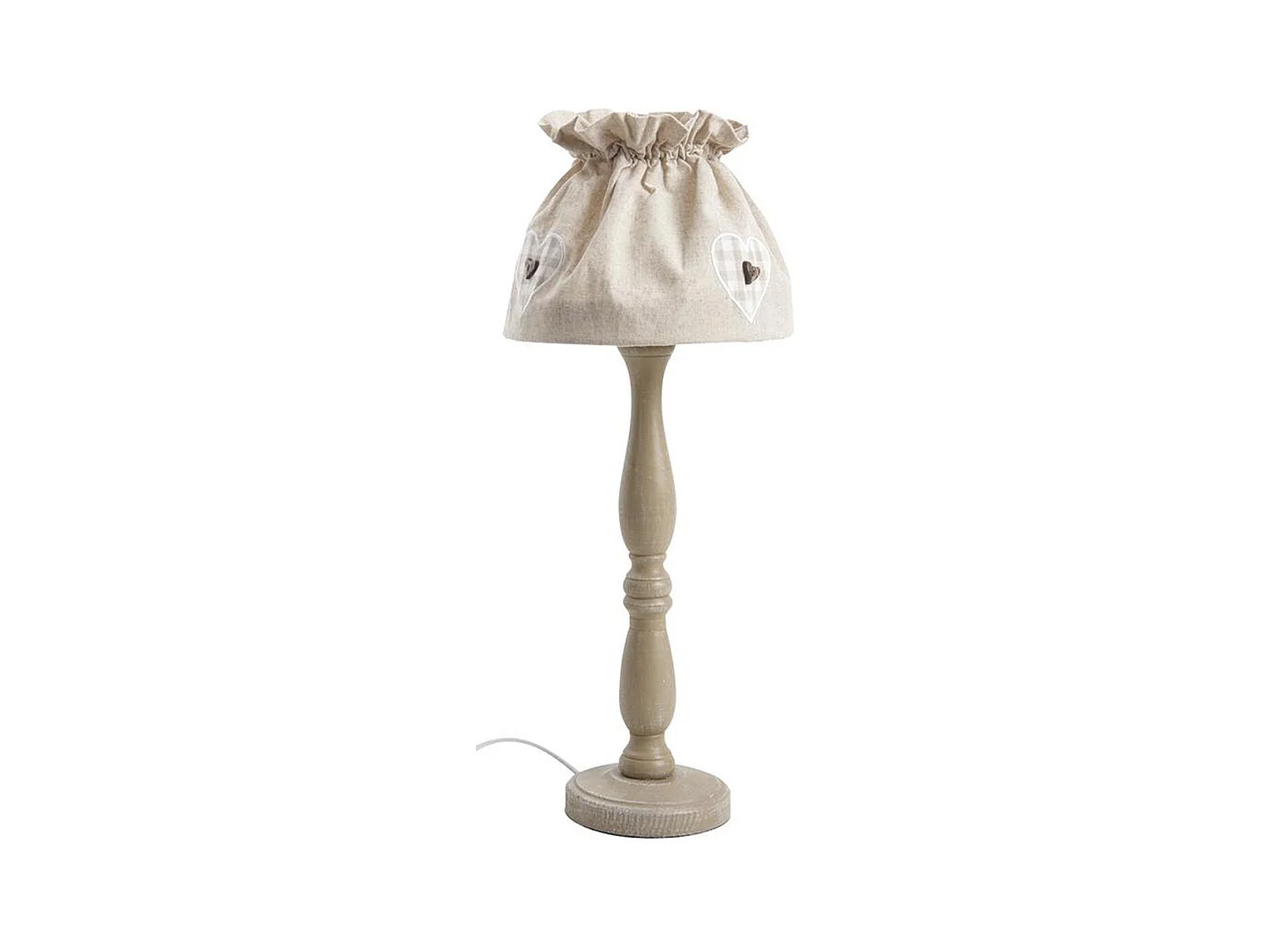 Lampe à poser en bois et coton écru