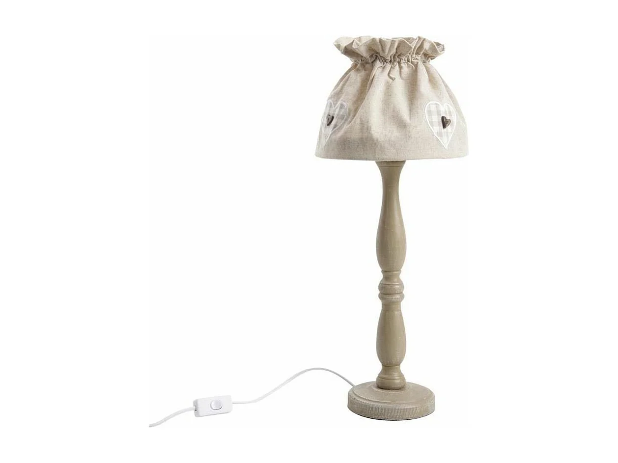 Lampe à poser en bois et coton écru