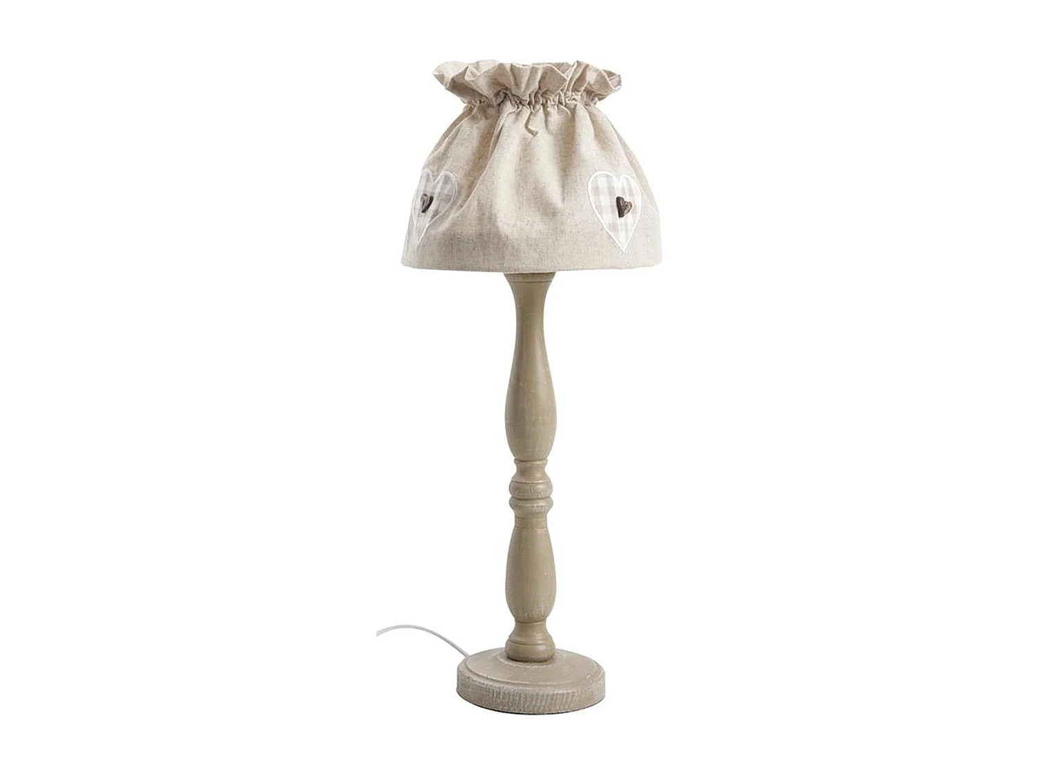 Lampe à poser en bois et coton écru
