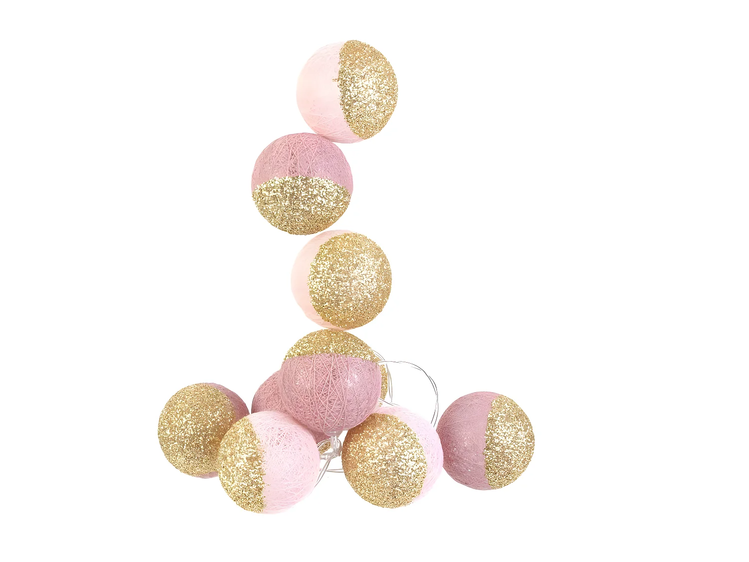 Guirlande Lumineuse à Led "10 Boules" 192cm Rose & Or