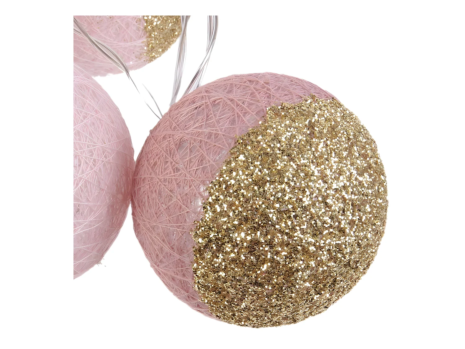 Guirlande Lumineuse à Led "10 Boules" 192cm Rose & Or