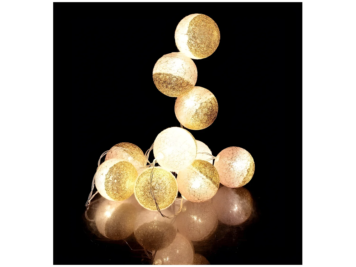 Guirlande Lumineuse à Led "10 Boules" 192cm Rose & Or