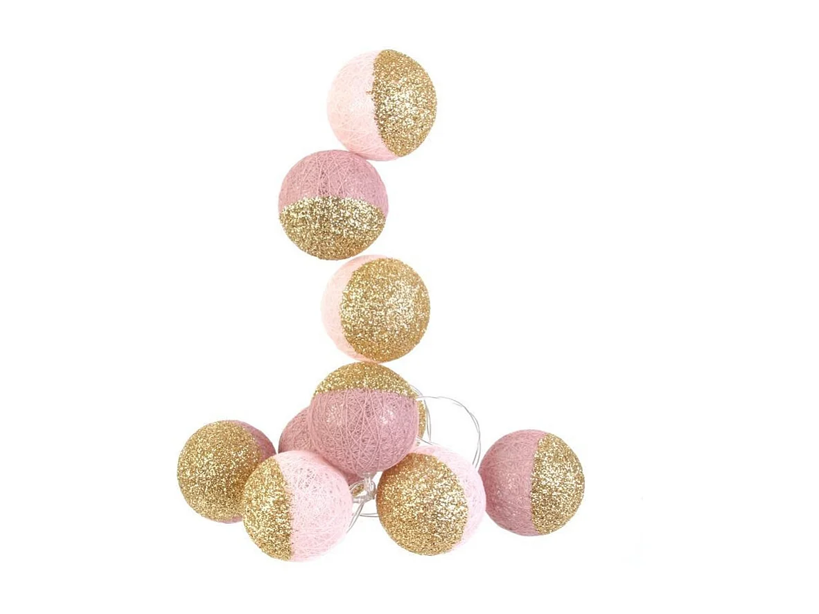 Guirlande Lumineuse à Led "10 Boules" 192cm Rose & Or