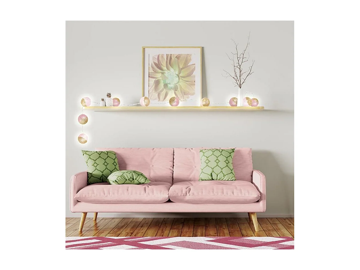 Guirlande Lumineuse à Led "10 Boules" 192cm Rose & Or