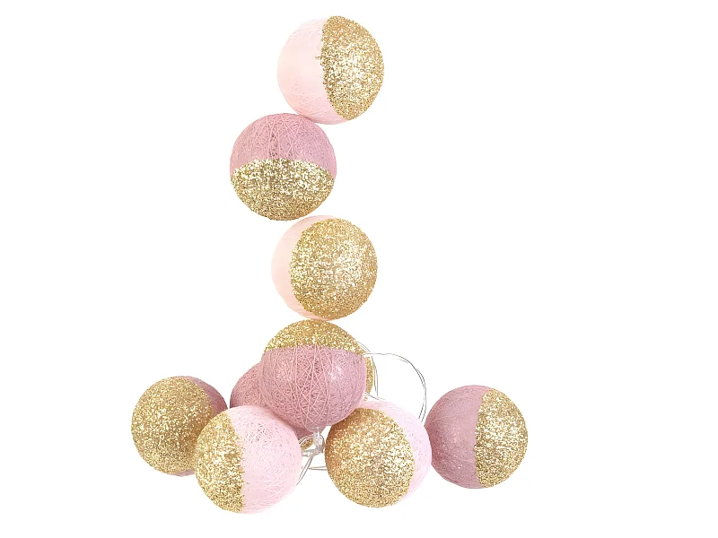 Guirlande Lumineuse à Led "10 Boules" 192cm Rose & Or