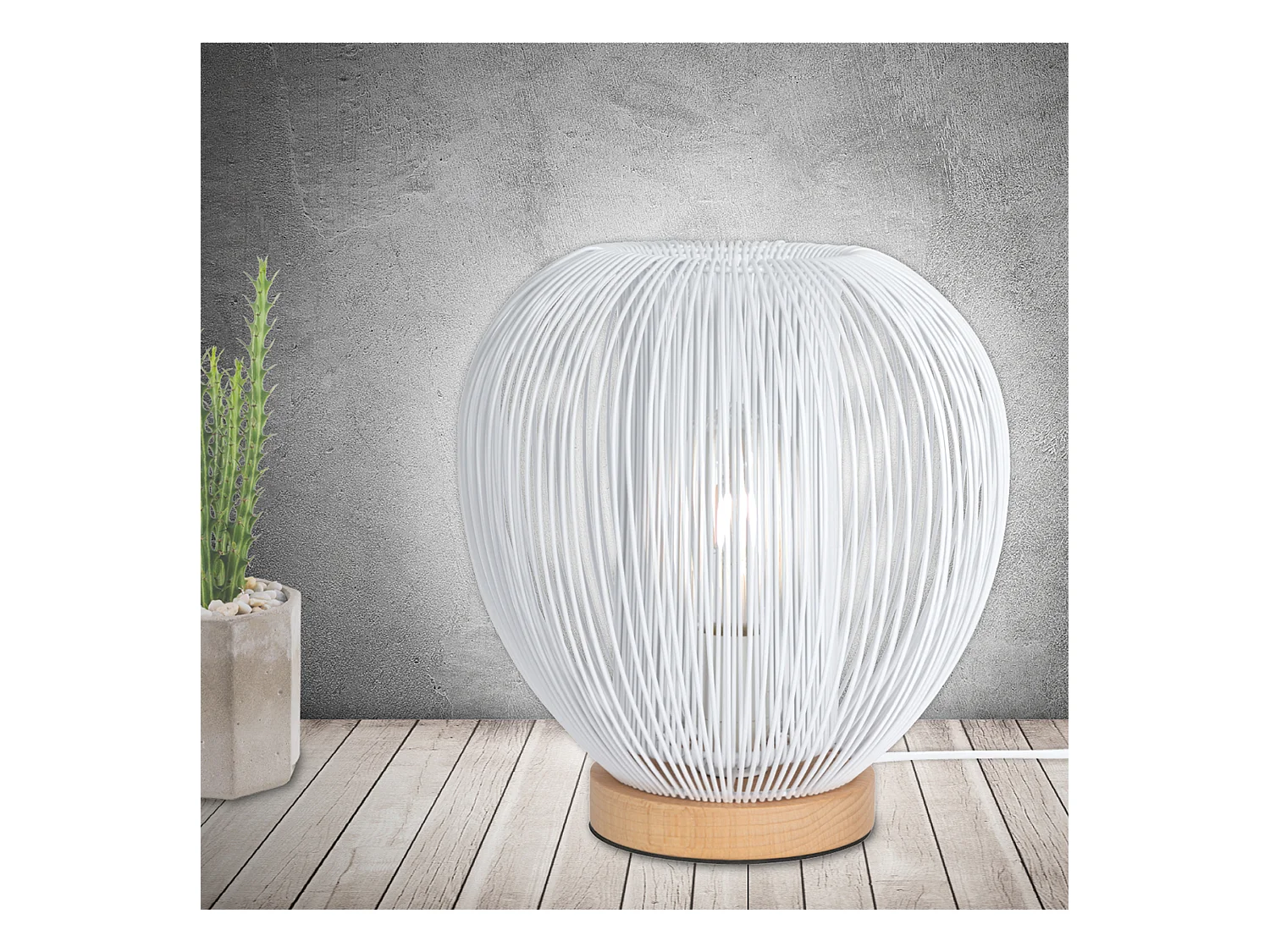 Lampe A Poser Boule Filaire Blanc Blanc