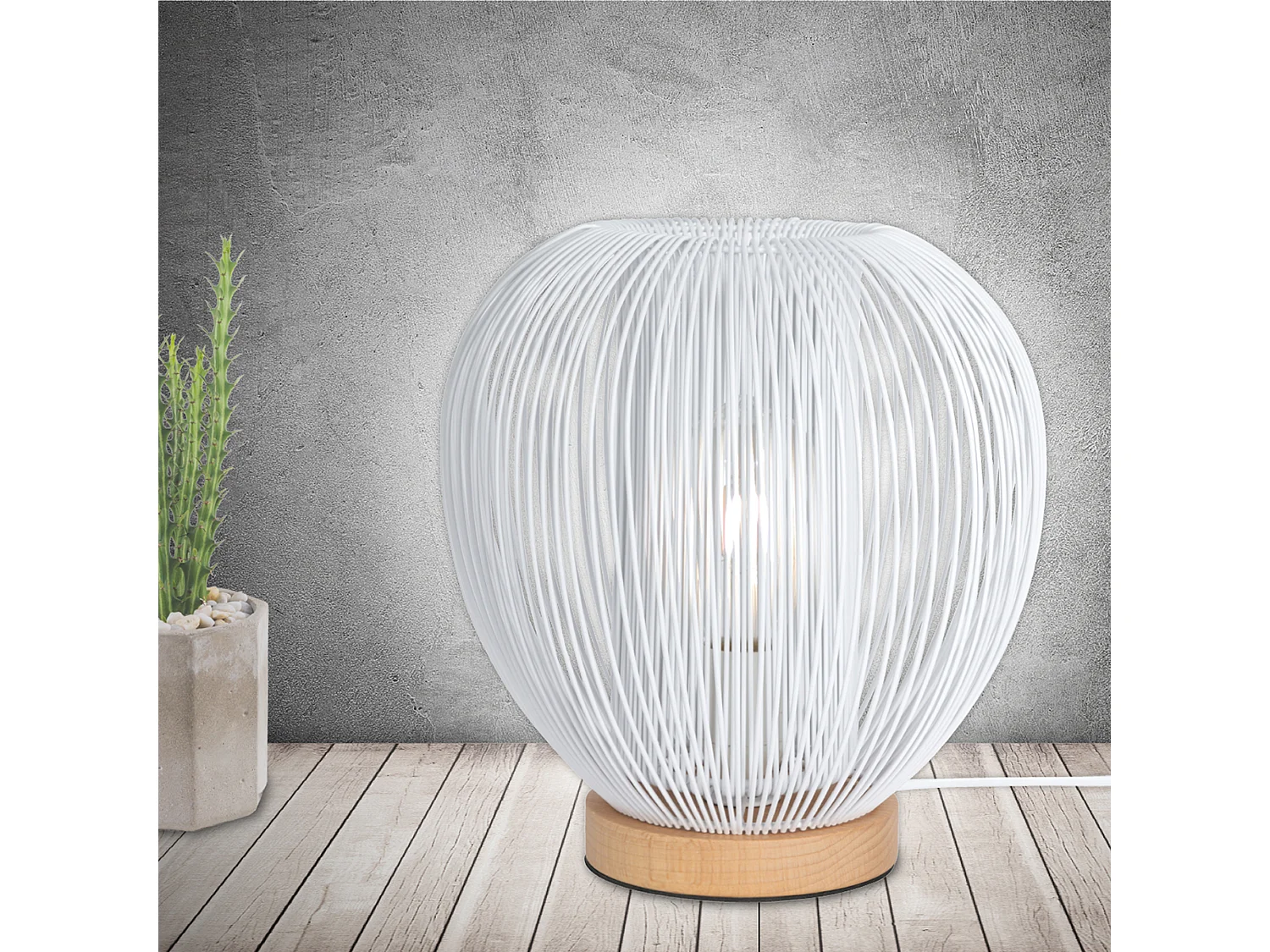 Lampe A Poser Boule Filaire Blanc Blanc