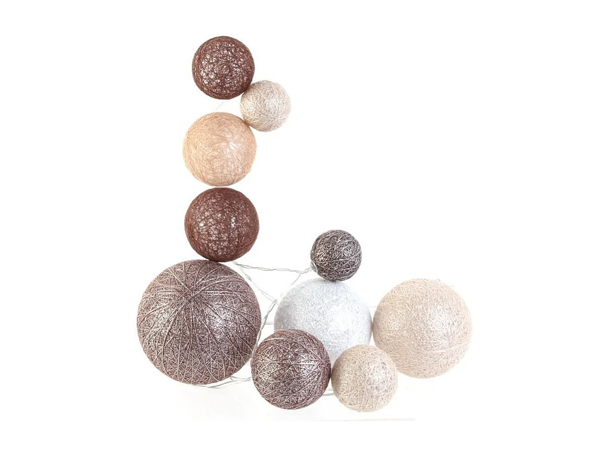 Guirlande Boules 10 Led "Multi Taille" 192cm Marron