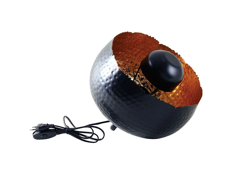 Lampe ronde à poser en métal noir avec intérieur doré Diamètre 28cm