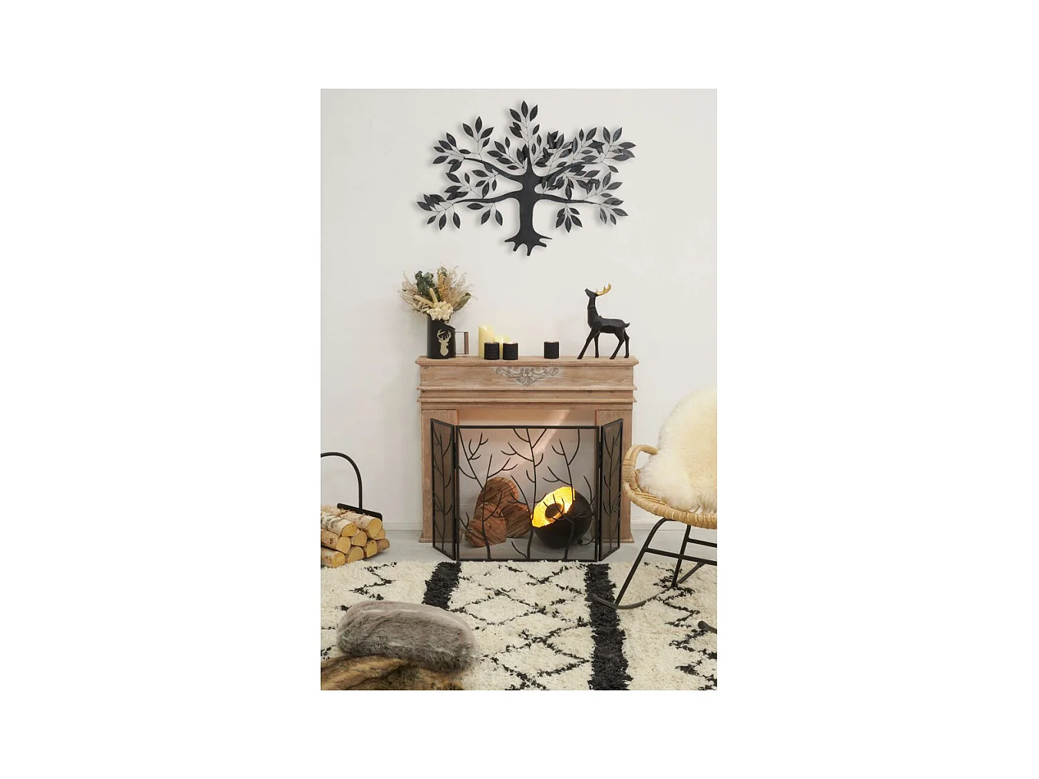 Lampe ronde à poser en métal noir avec intérieur doré Diamètre 28cm