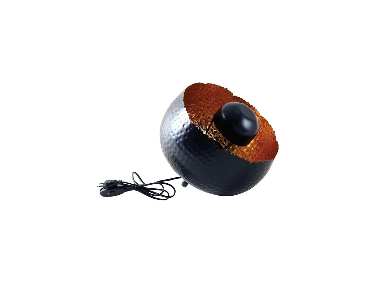 Lampe ronde à poser en métal noir avec intérieur doré Diamètre 28cm