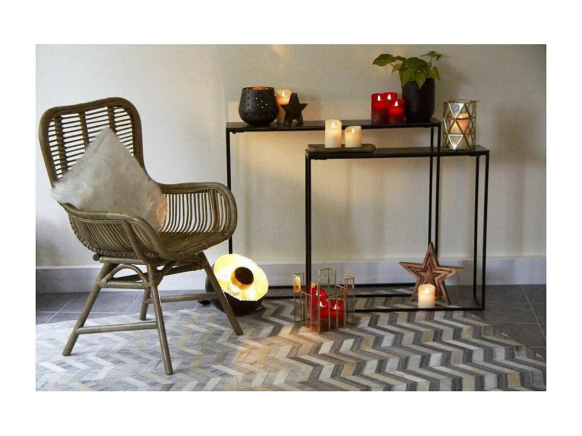 Lampe ronde à poser en métal noir avec intérieur doré Diamètre 28cm