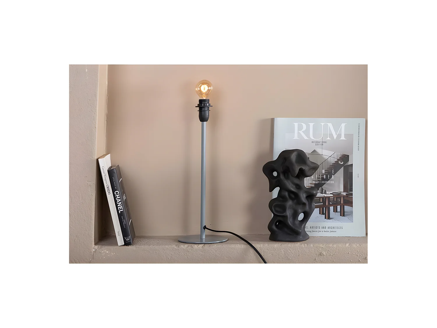 Pied de Lampe à Poser "Dasir" 43cm Gris Foncé