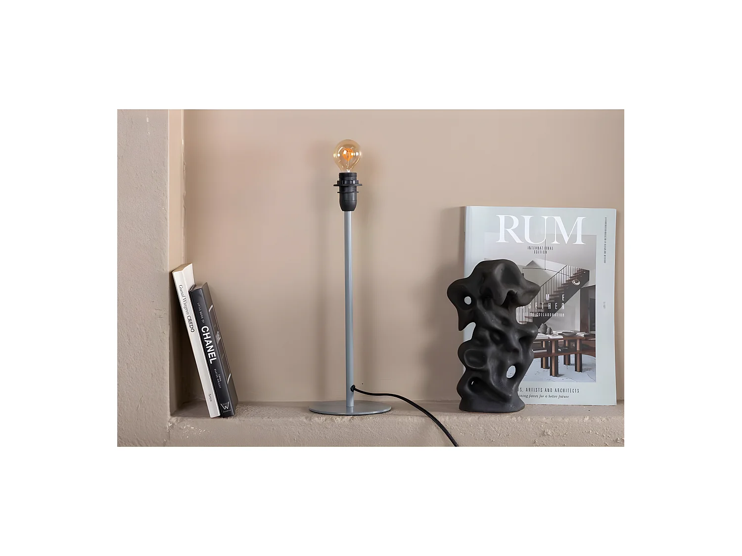 Pied de Lampe à Poser "Dasir" 43cm Gris Foncé