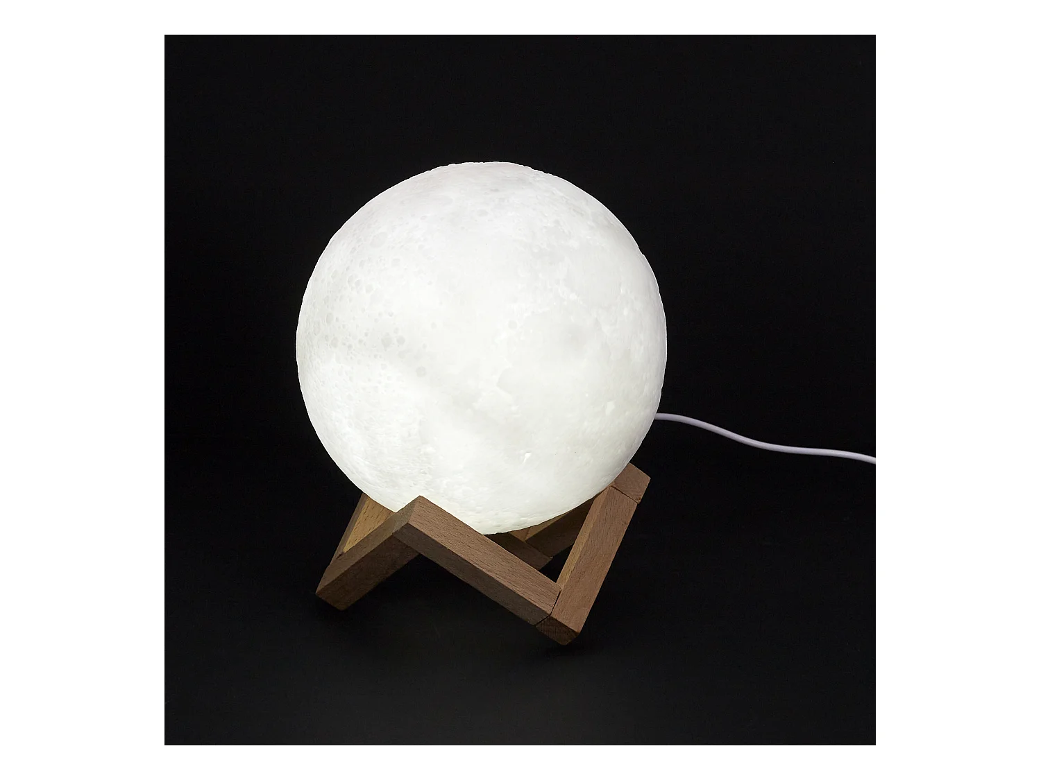Lampe Tactile Lune Ronde 3d D15cm Blanc