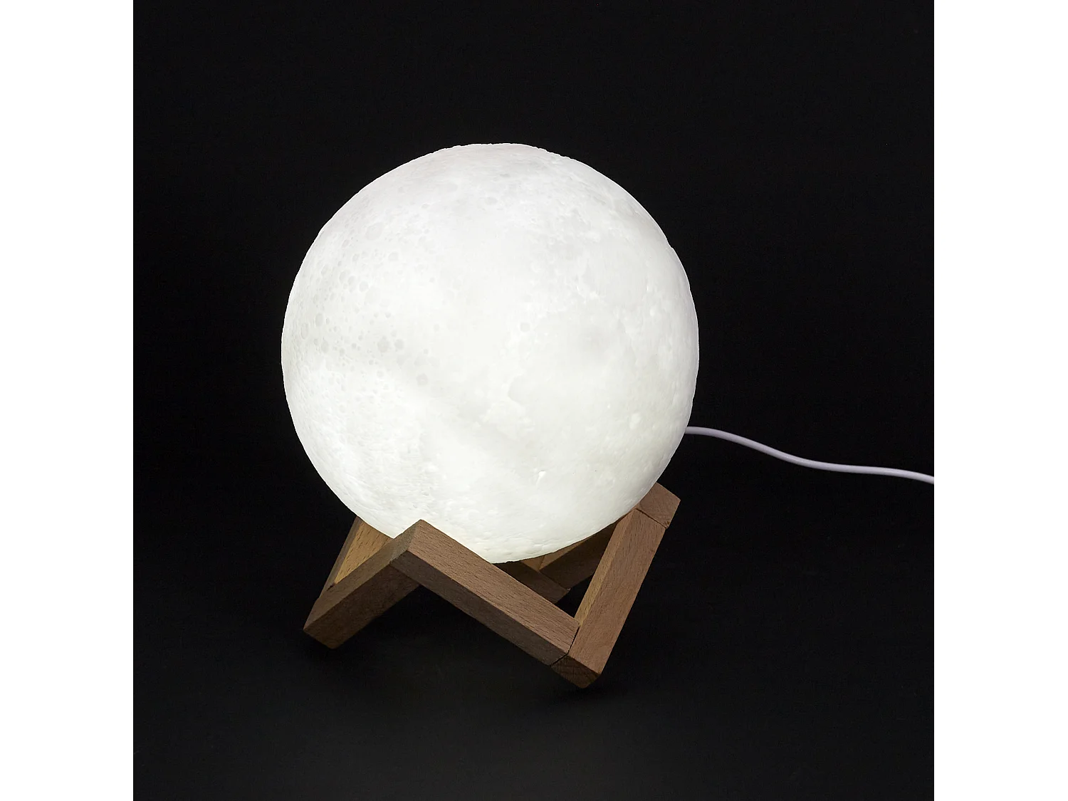 Lampe Tactile Lune Ronde 3d D15cm Blanc