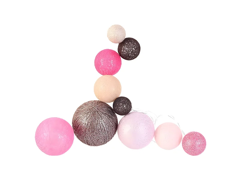 Guirlande Boules 10 Led "Multi Taille" 192cm Fushia