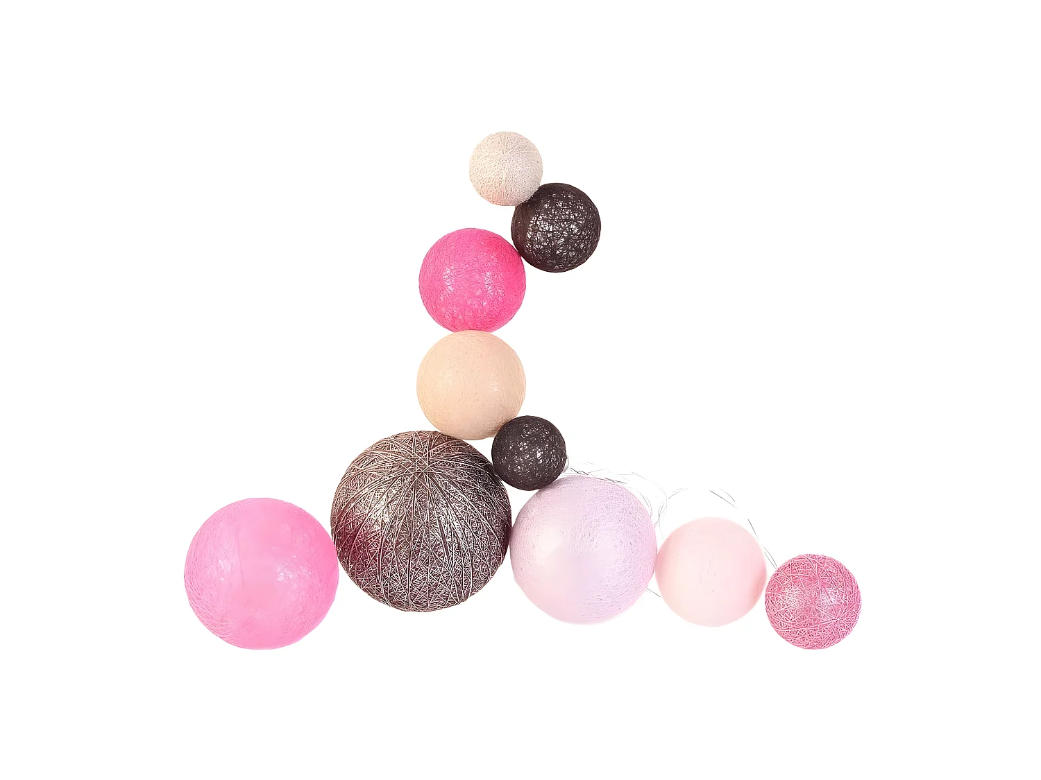 Guirlande Boules 10 Led "Multi Taille" 192cm Fushia