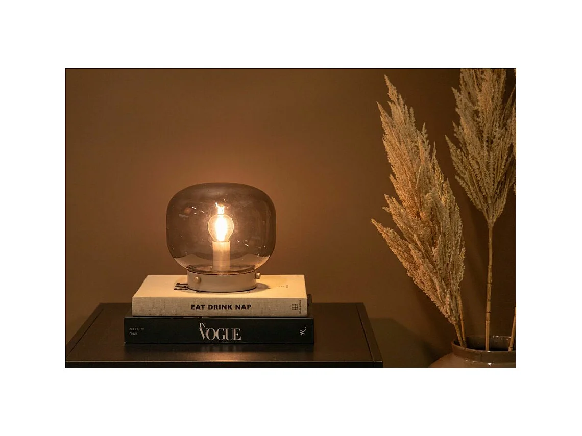 Tischlampe aus Stahl und Glas Bollonelie