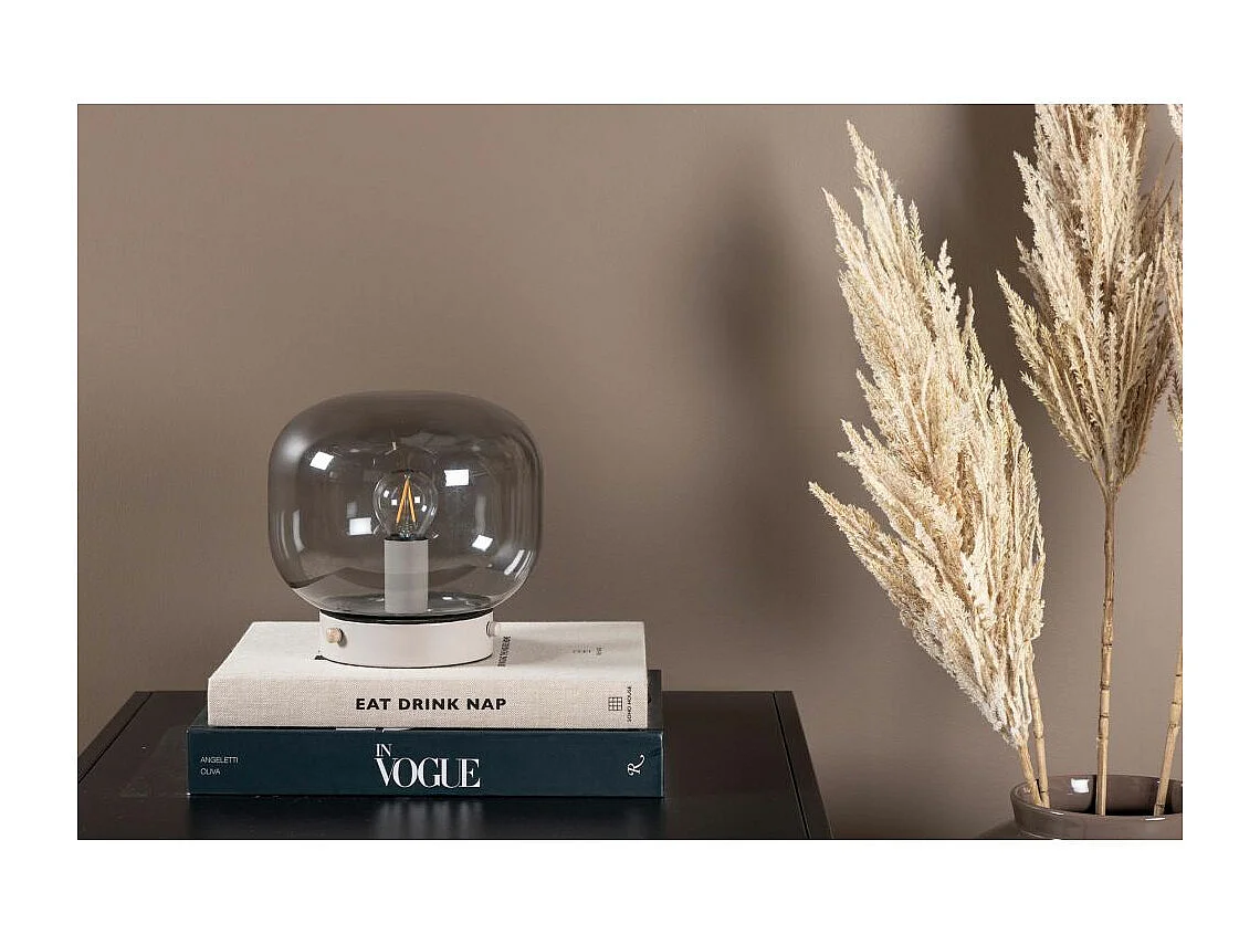 Bollonelie verlichting tafellamp 19x19x18cm glas beige, zwart.