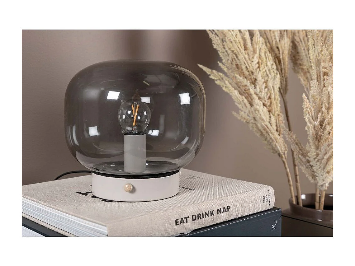 Bollonelie verlichting tafellamp 19x19x18cm glas beige, zwart.