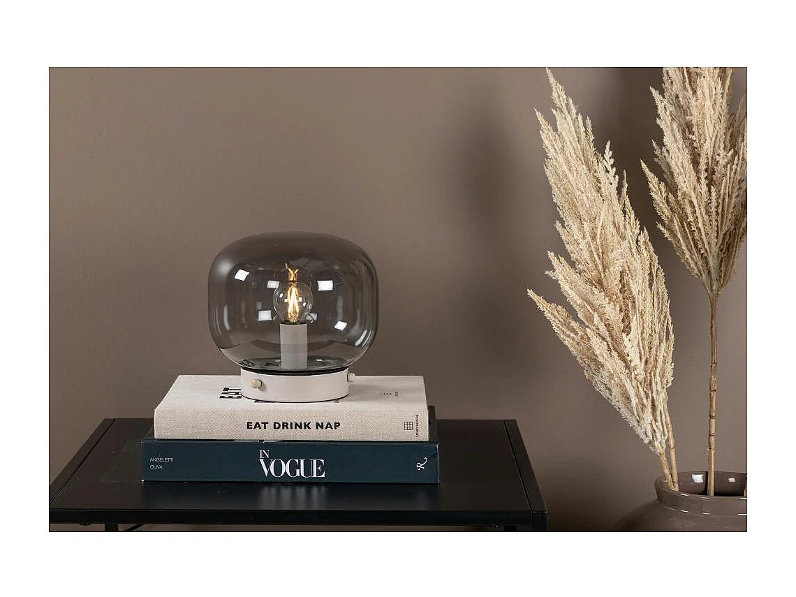 Bollonelie verlichting tafellamp 19x19x18cm glas beige, zwart.