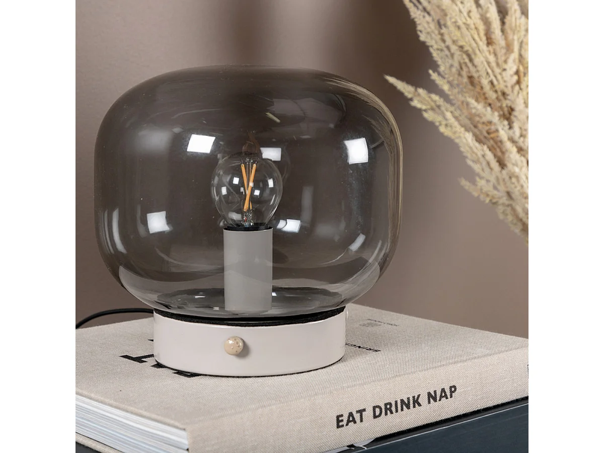 Lampe à Poser en Verre "Bollonelie" 19cm Beige