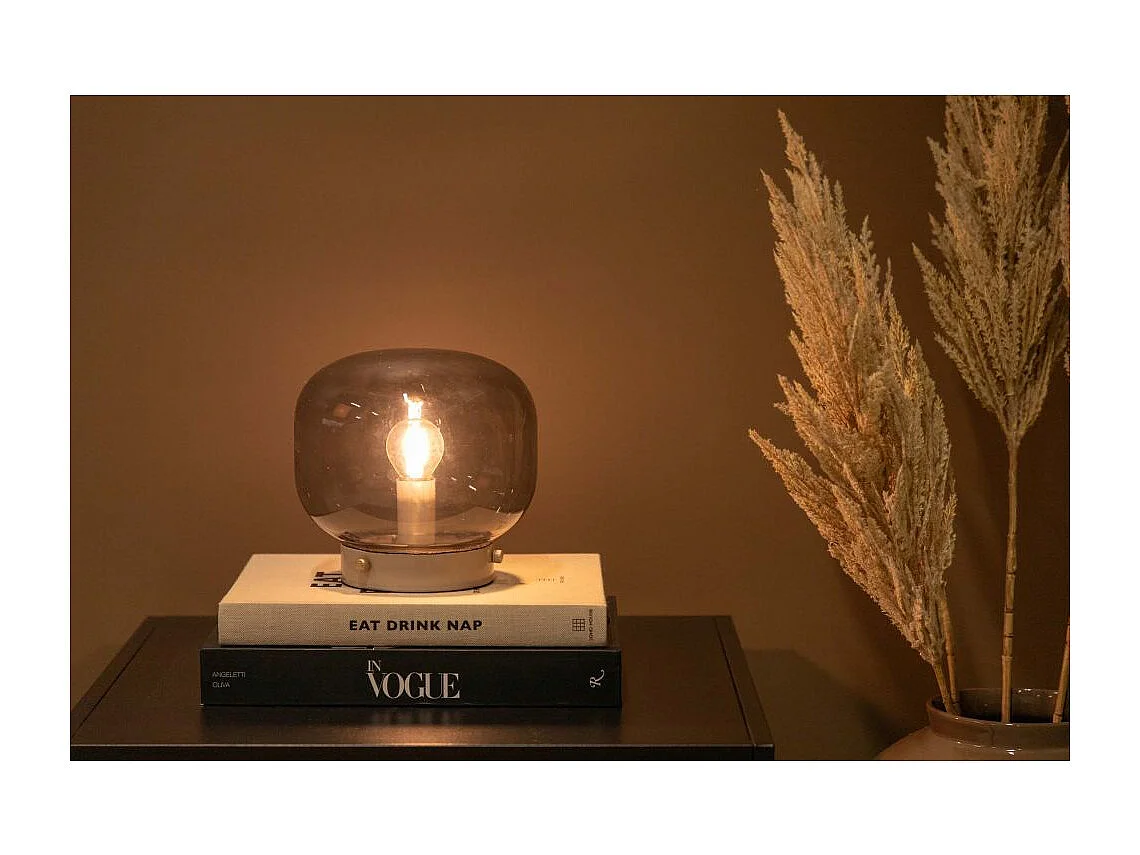 Lampe à Poser en Verre "Bollonelie" 19cm Beige