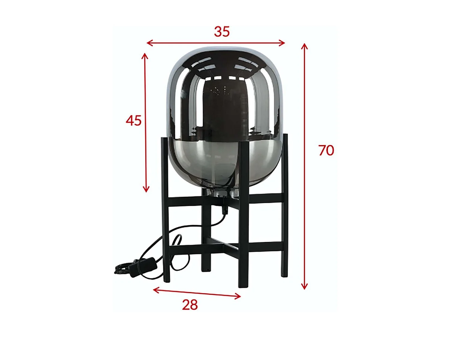 Altair verlichting tafellamp Ø26cm glas, staal zwart.