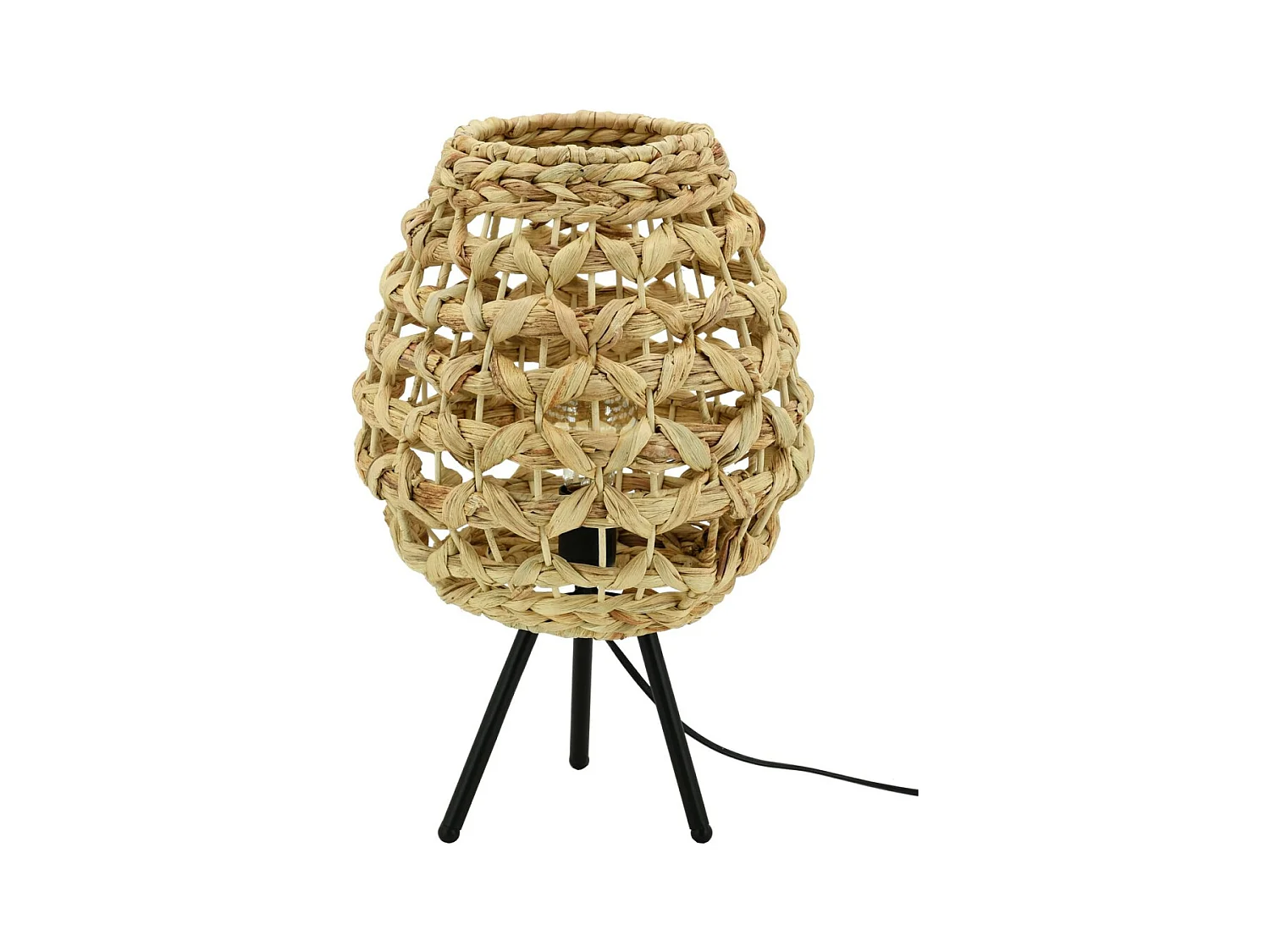 Lampe en jacinthe naturelle et métal