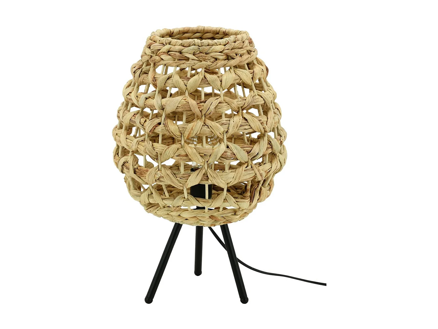 Lampe en jacinthe naturelle et métal