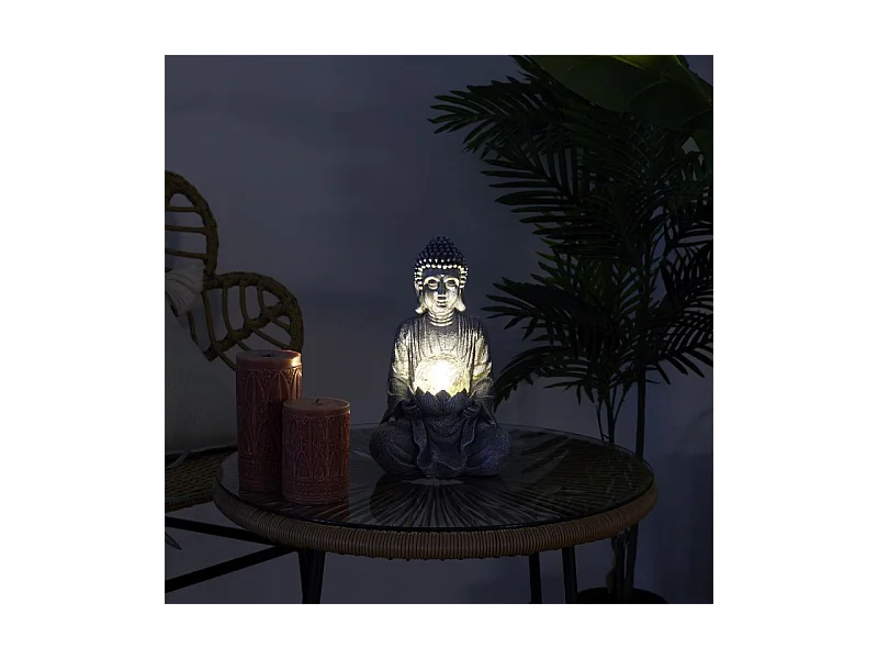 Lampe Solaire Bouddha Gris
